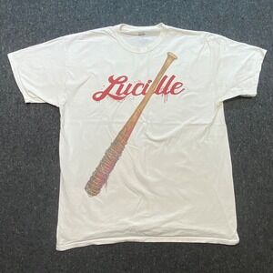 The Walking Dead Horror Mens XL White Lucille Bat Graphic T-Shirt AMC 2017
